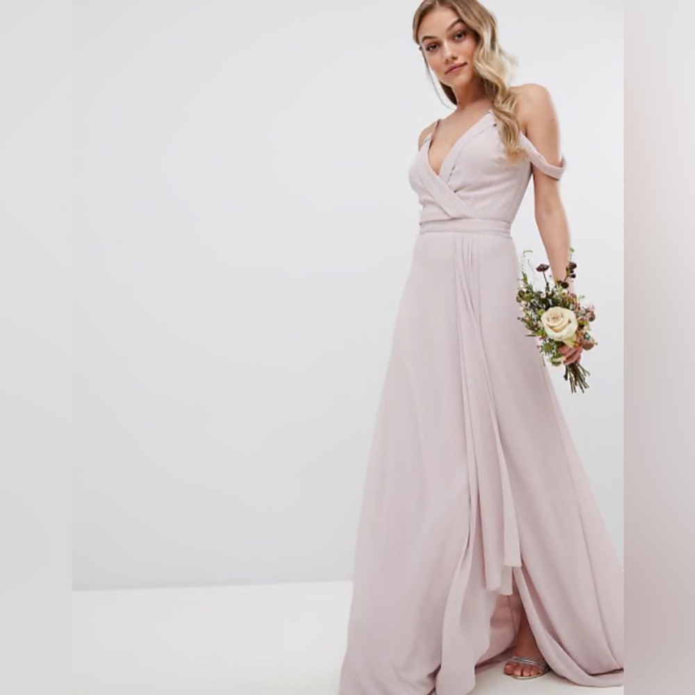 TNFC ASOS COLD SHOULDER BRIDESMAIDS DRESS WITH FISHTAIL SIZE 2